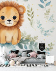 Papier Peint Enfant - Petit Lion Curieux
