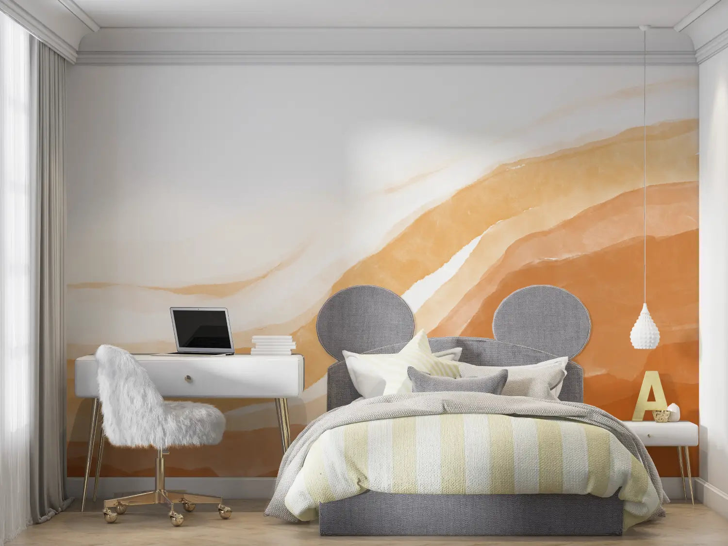 Mountain Wallpaper - Ochre and White Curves