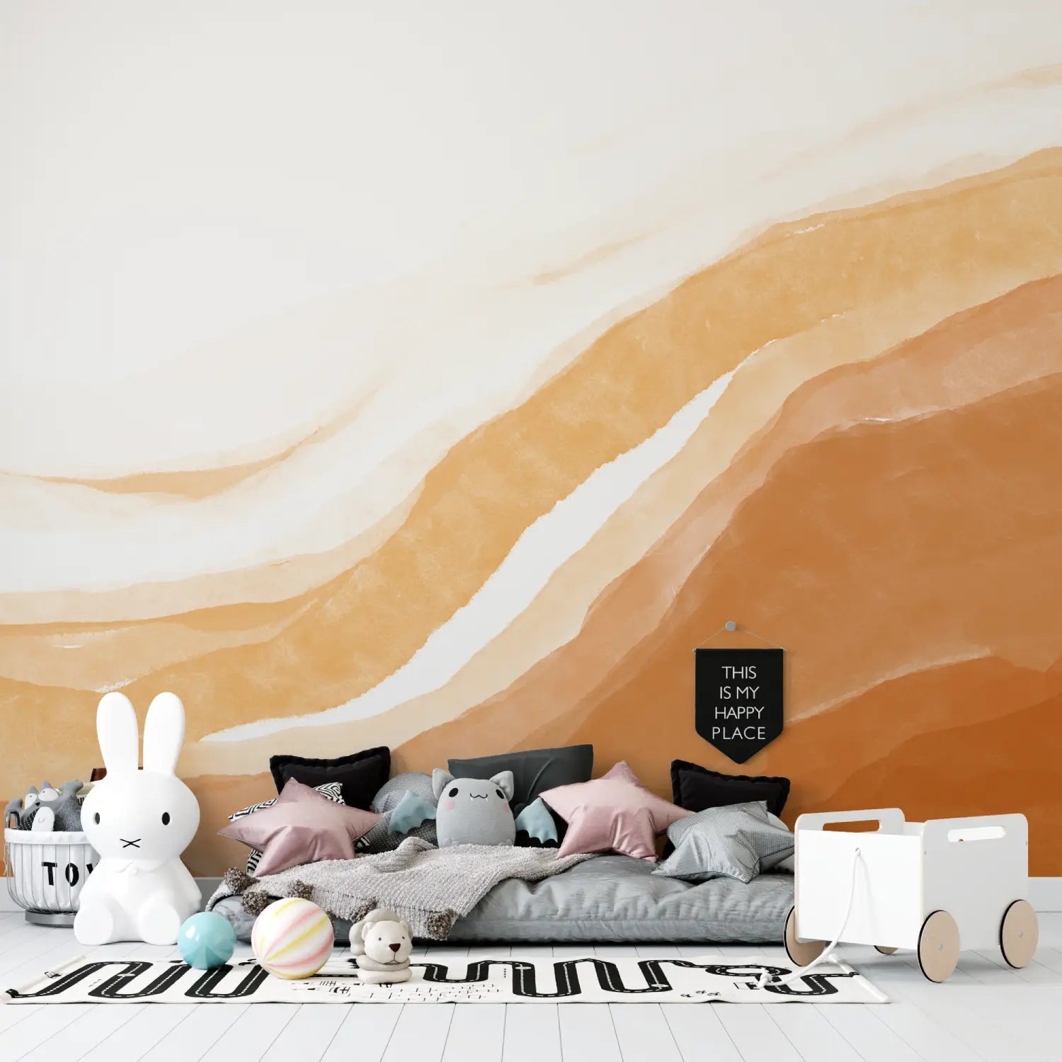 Mountain Wallpaper - Ochre and White Curves