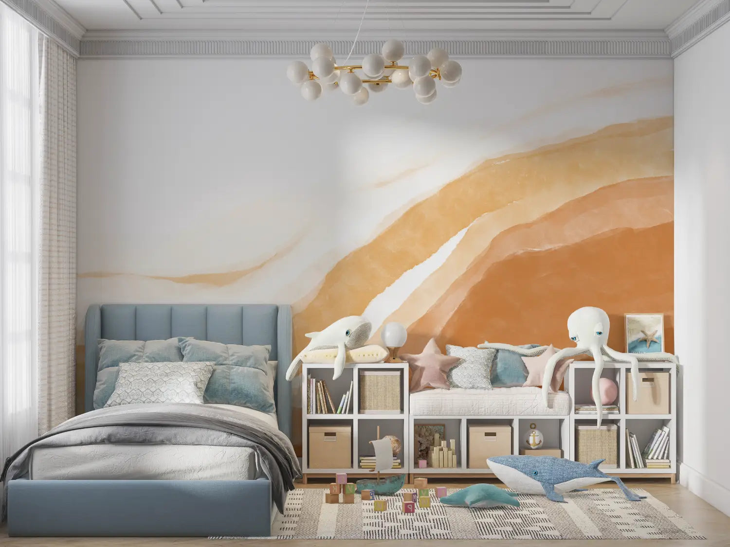 Mountain Wallpaper - Ochre and White Curves