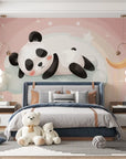 Papier Peint Enfant - Panda Endormi sur un Nuage