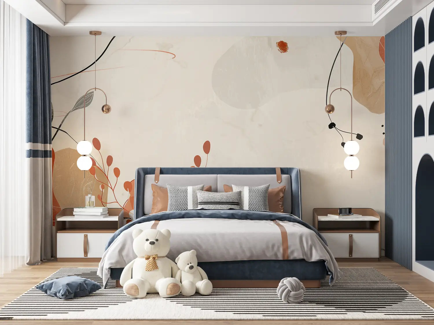 Floral Wallpaper - Abstract Bouquet in Sienna