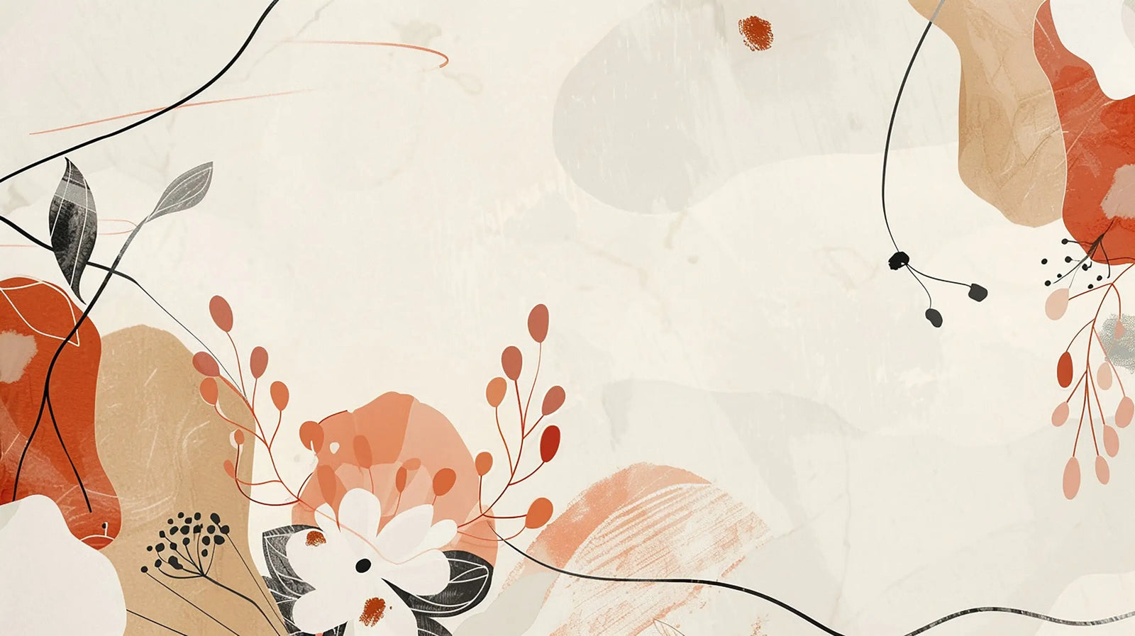 Floral Wallpaper - Abstract Bouquet in Sienna