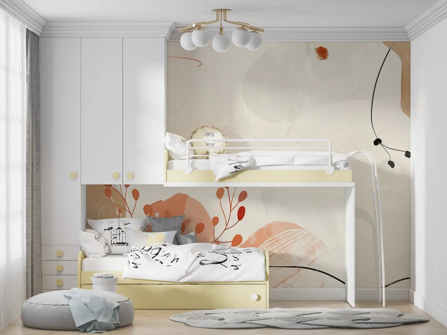 Floral Wallpaper - Abstract Bouquet in Sienna