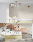 Papier Peint Floral - Bouquet Abstrait en Terre de Sienne