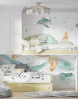 Papier Peint Enfant - Tortue Souriante Sous-Marine