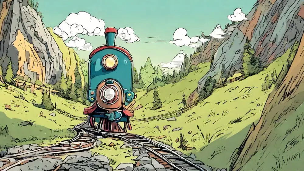 Papier Peint Enfant - Train Dans Les Montagnes