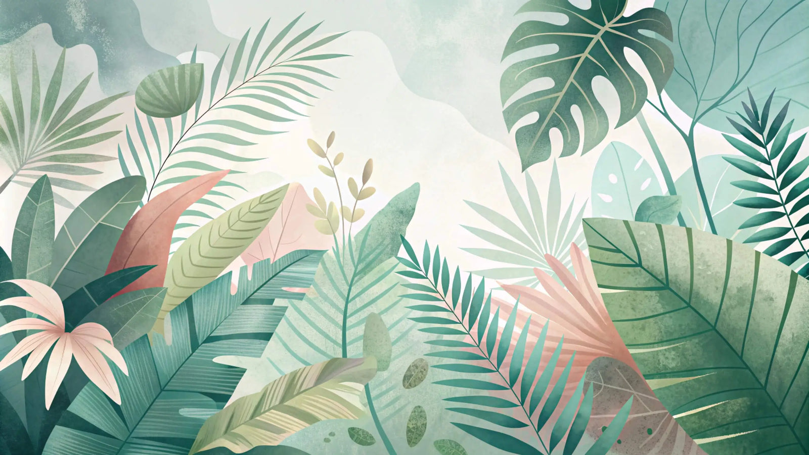 Papier Peint Tropical - Feuillage Aquarelle