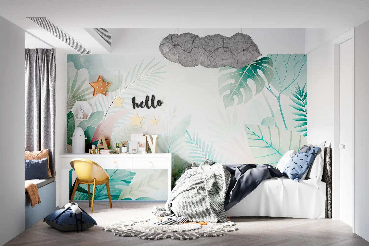 Papier Peint Tropical - Feuillage Aquarelle