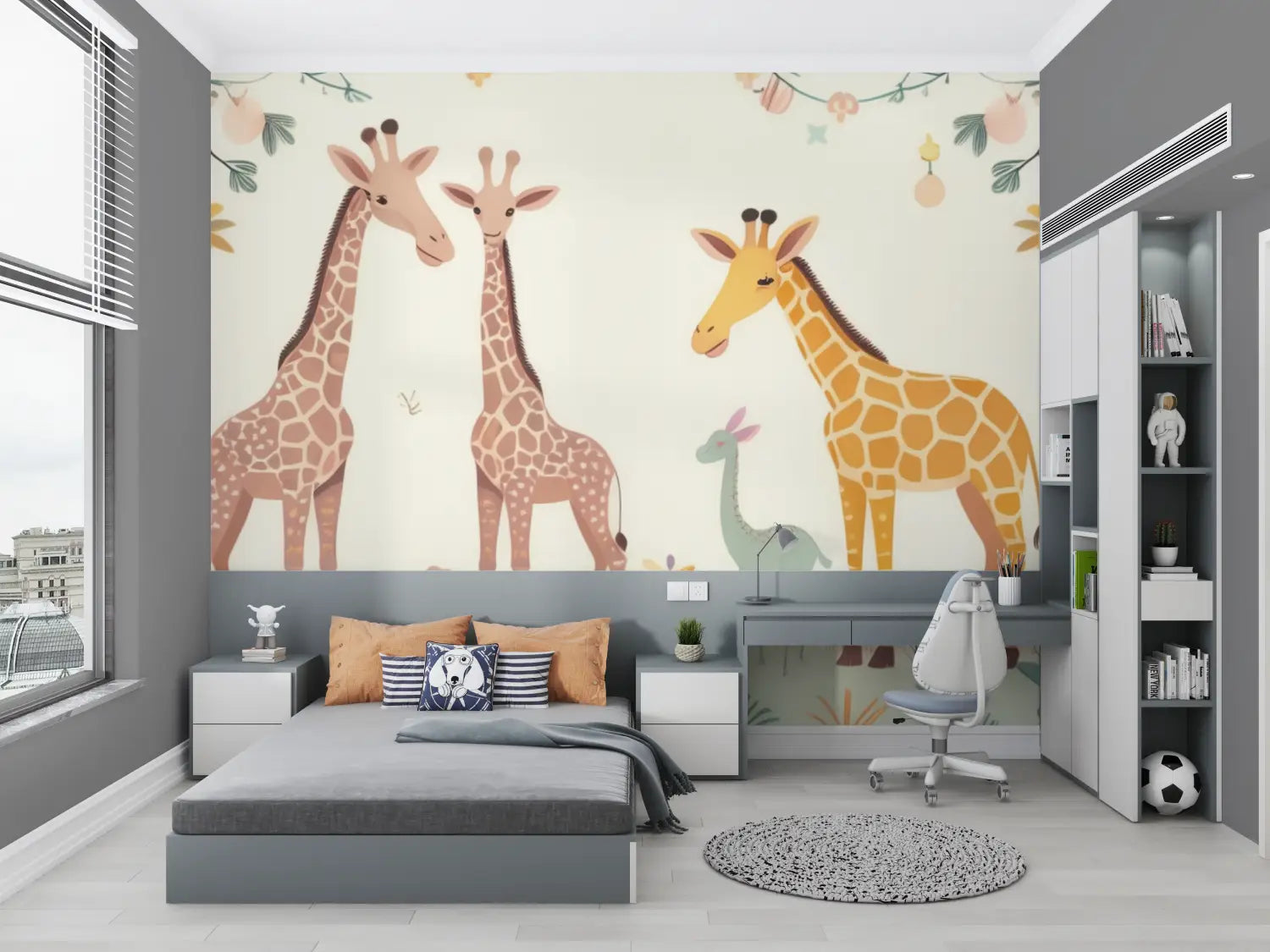 Children's Wallpaper - Giraffes at Party