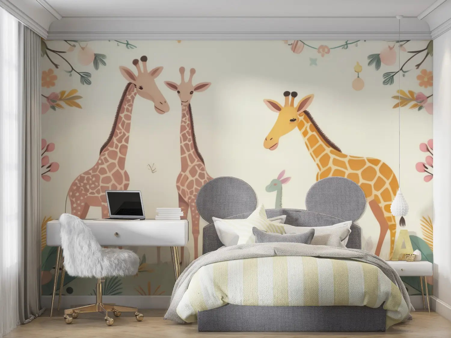 Children's Wallpaper - Giraffes at Party