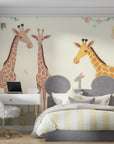 Papier Peint Enfant - Girafes en Fête