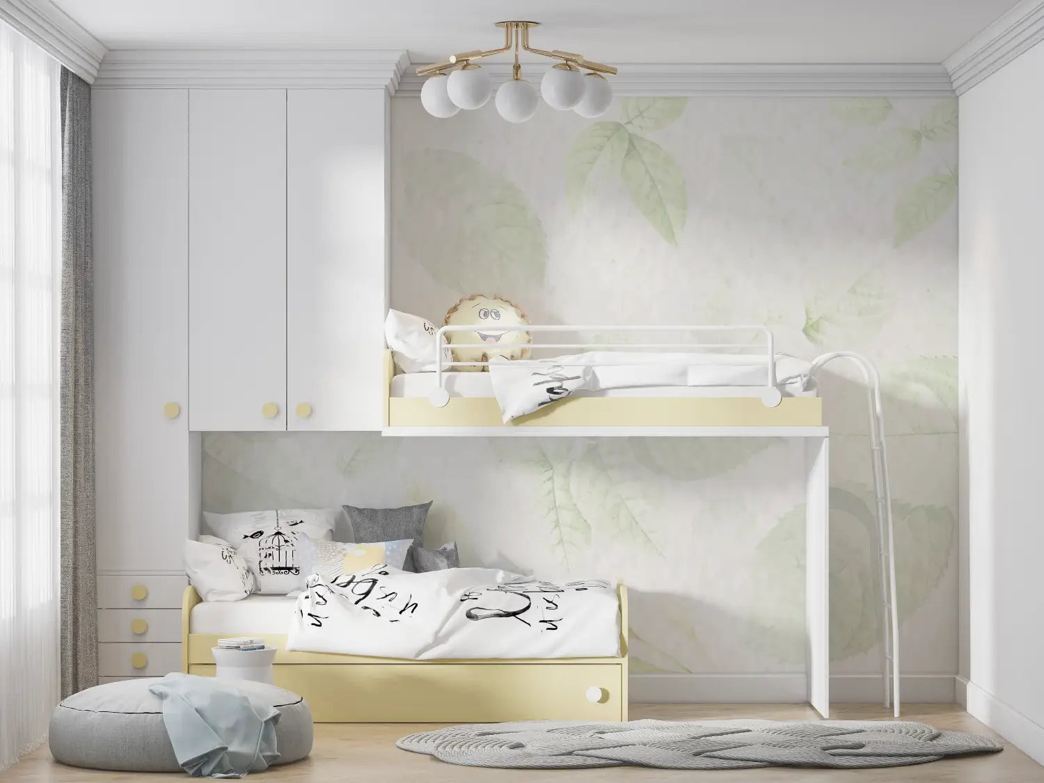 Foliage Wallpaper - Light Leaves and Watercolor