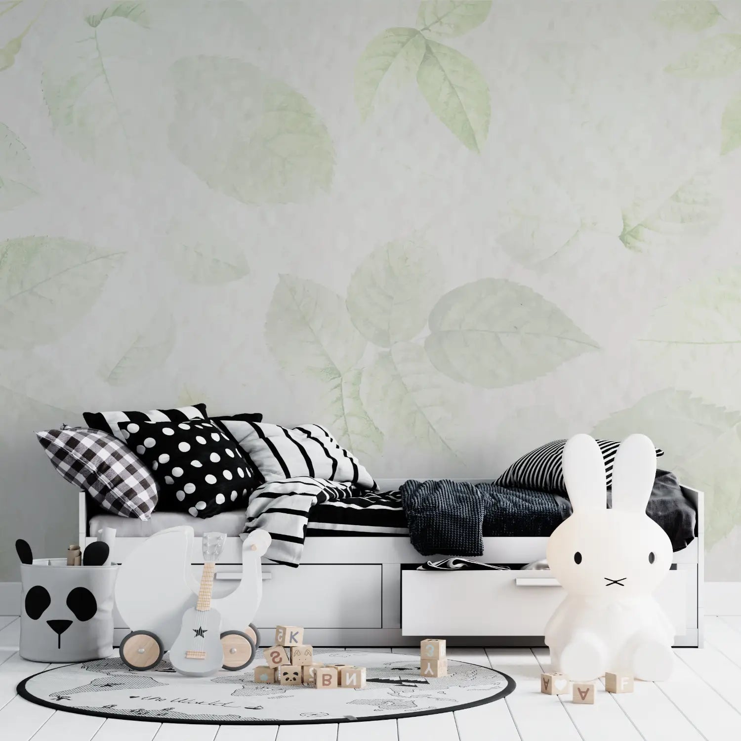 Foliage Wallpaper - Light Leaves and Watercolor