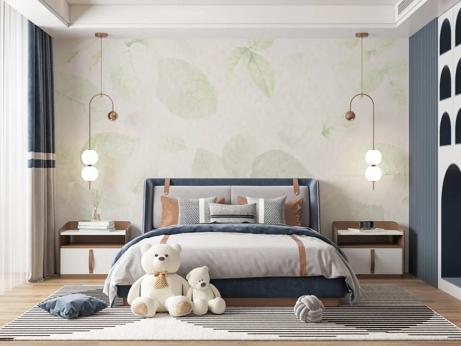 Foliage Wallpaper - Light Leaves and Watercolor