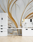Papier Peint Art & Déco - Volutes Dorées Élégantes