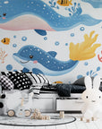 Papier Peint Enfant - Baleines Heureuses