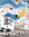 Papier Peint Enfant - Baleines Heureuses