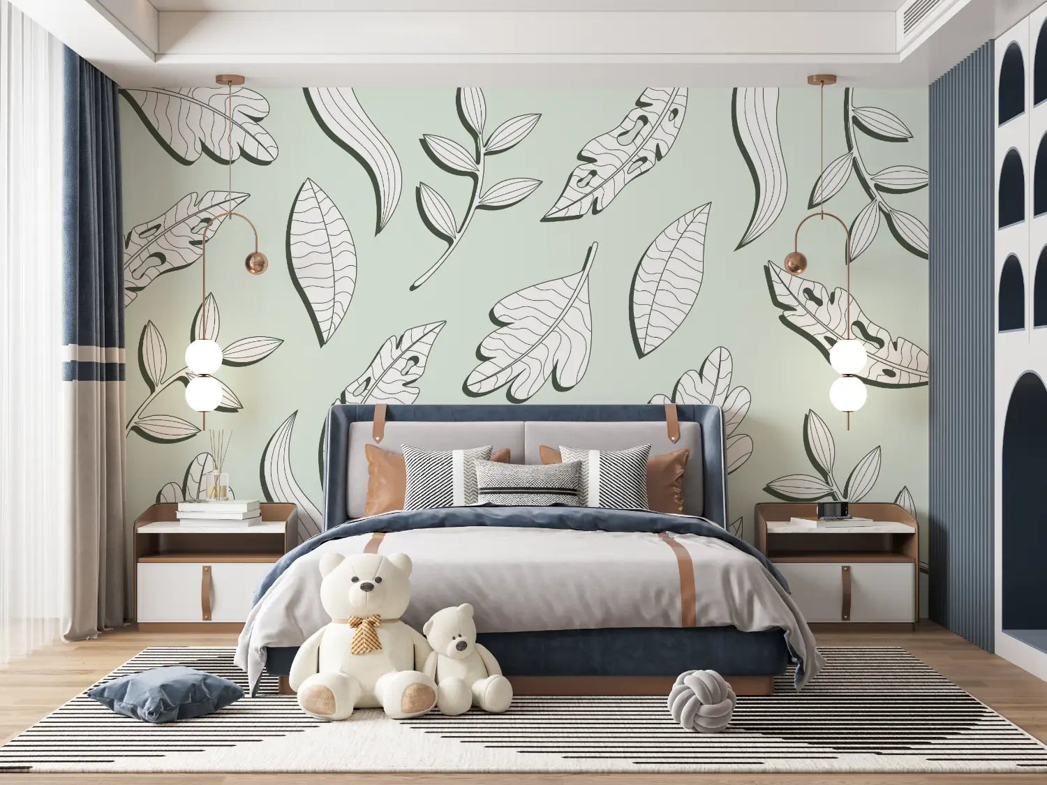 Foliage Wallpaper - Soft Graphic Leaves