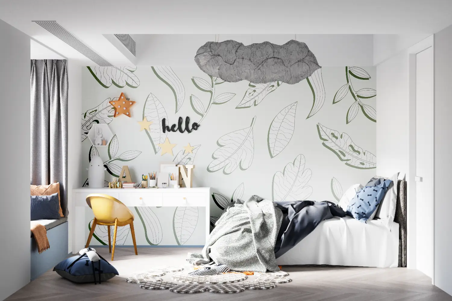 Foliage Wallpaper - Soft Graphic Leaves