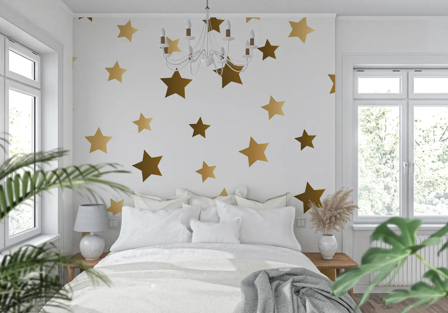 Children's Wallpaper - Golden Star Rain