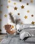 Papier Peint Enfant - Pluie d’Étoiles Dorées