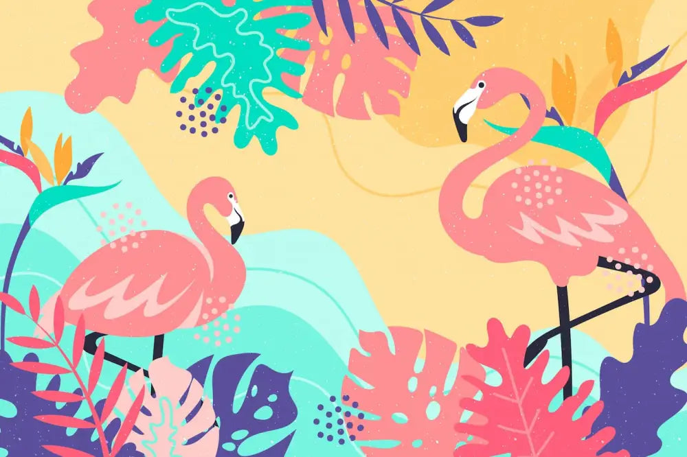 Papier Peint Exotique - Flamant Rose