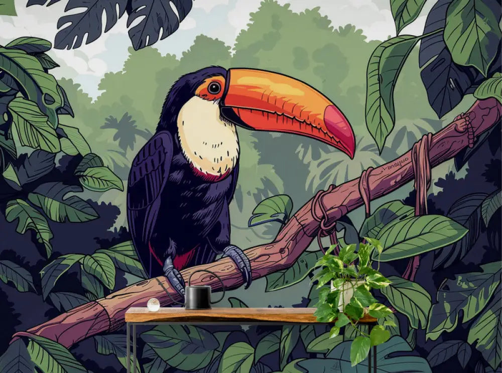 Papier Peint Exotique - Forêt Tropicale Et Toucan