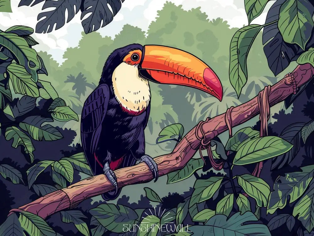 Papier Peint Exotique - Forêt Tropicale Et Toucan