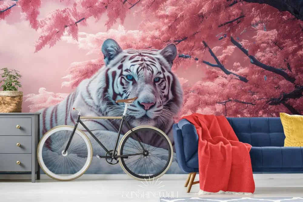 Papier Peint Exotique - Tigre Blanc Majestueux