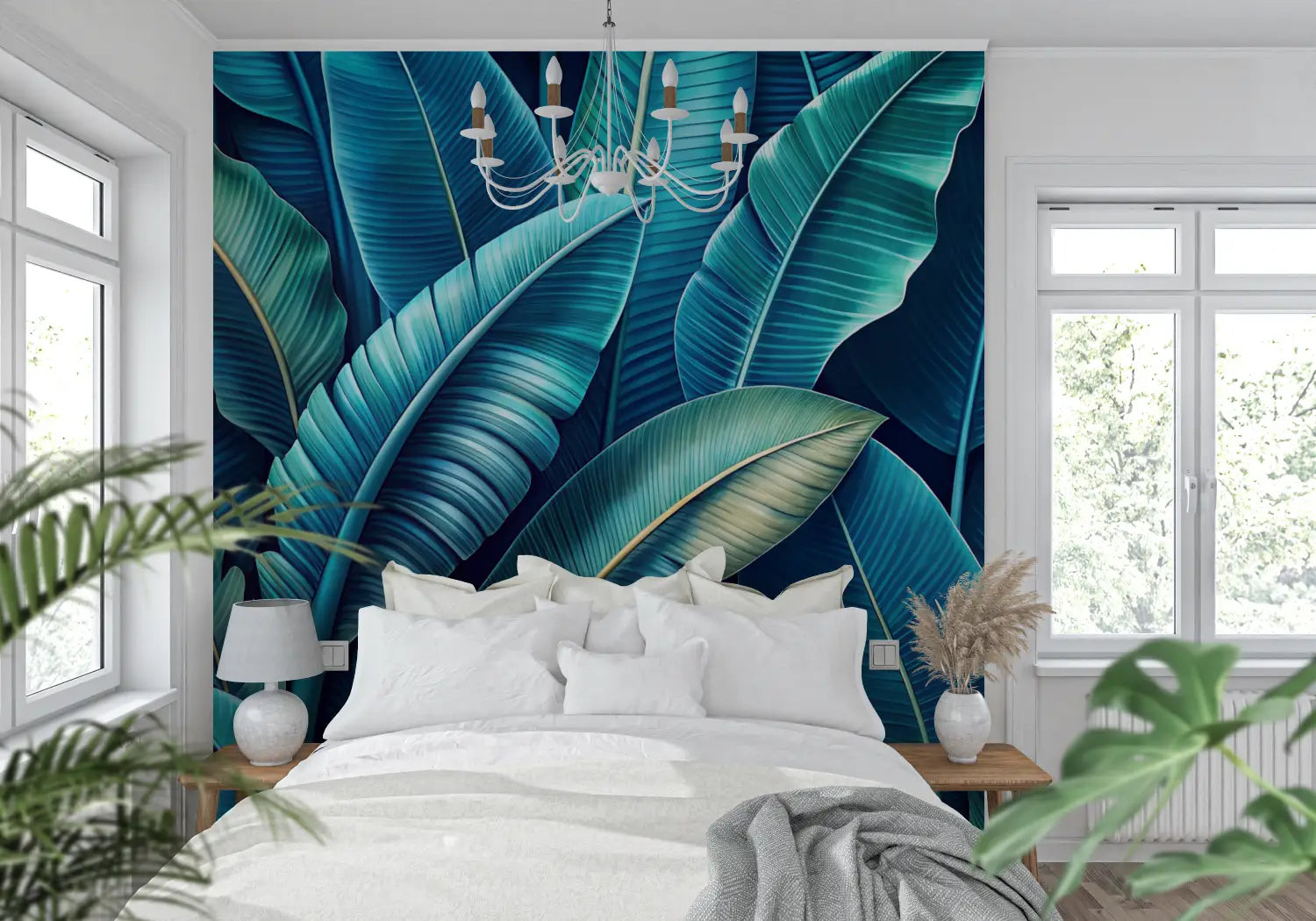 Papier Peint Tropical - Feuilles de Bananier