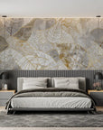 Foliage Wallpaper – Skeleton Leaves in White and Gold