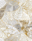 Foliage Wallpaper – Skeleton Leaves in White and Gold