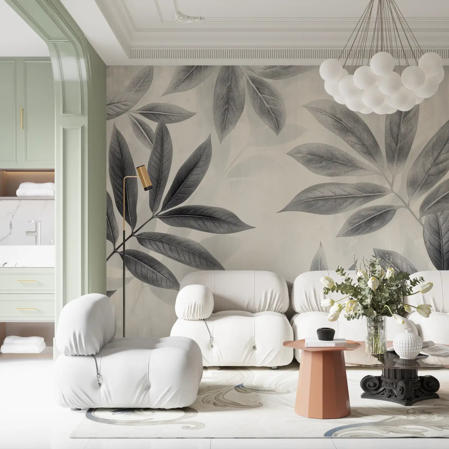 Foliage Wallpaper - Elegant Leaves in Black and White