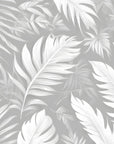 Papier Peint Feuillage - Palmes Douces en Ton Gris