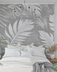 Papier Peint Feuillage - Palmes Douces en Ton Gris