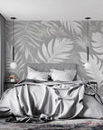 Papier Peint Feuillage - Palmes Douces en Ton Gris