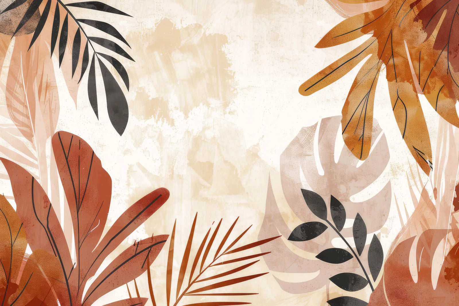 papier peint tropical - feuilles vibrantes