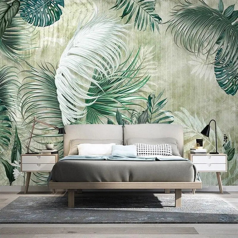 Foliage Wallpaper - Tropical Jungle in Green Gradient