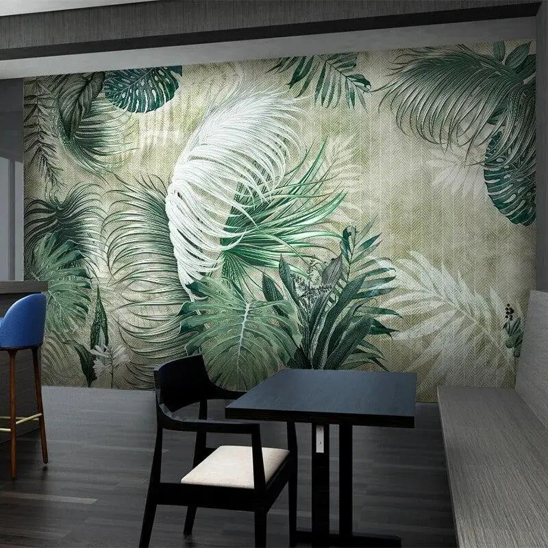 Foliage Wallpaper - Tropical Jungle in Green Gradient