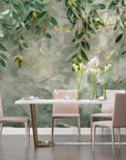 Foliage Wallpaper – Olive Trees and Gold Marbling