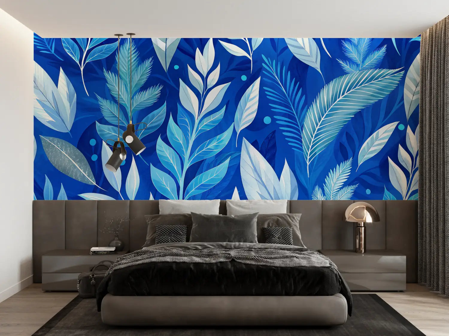 Foliage Wallpaper - Blue and White Leaves