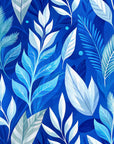 Papier Peint Feuillage - Feuilles Bleues et Blanches