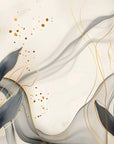 Papier Peint Floral – Fleurs Éthérées et Lignes Dorées