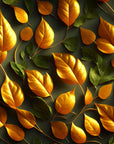 Papier Peint Feuillage - Feuilles Dorées et Vertes