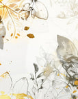 Foliage Wallpaper – Grey Watercolor and Golden Sparkles