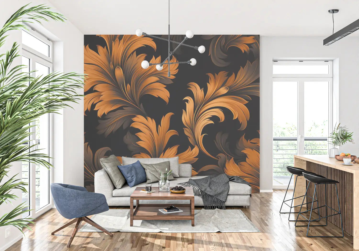 Papier Peint Feuillage - Feuilles Baroques