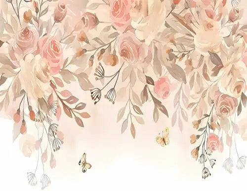Floral Wallpaper - Hanging Roses and Butterflies