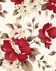 Papier Peint Floral - Roses Anciennes Rouge et Crème