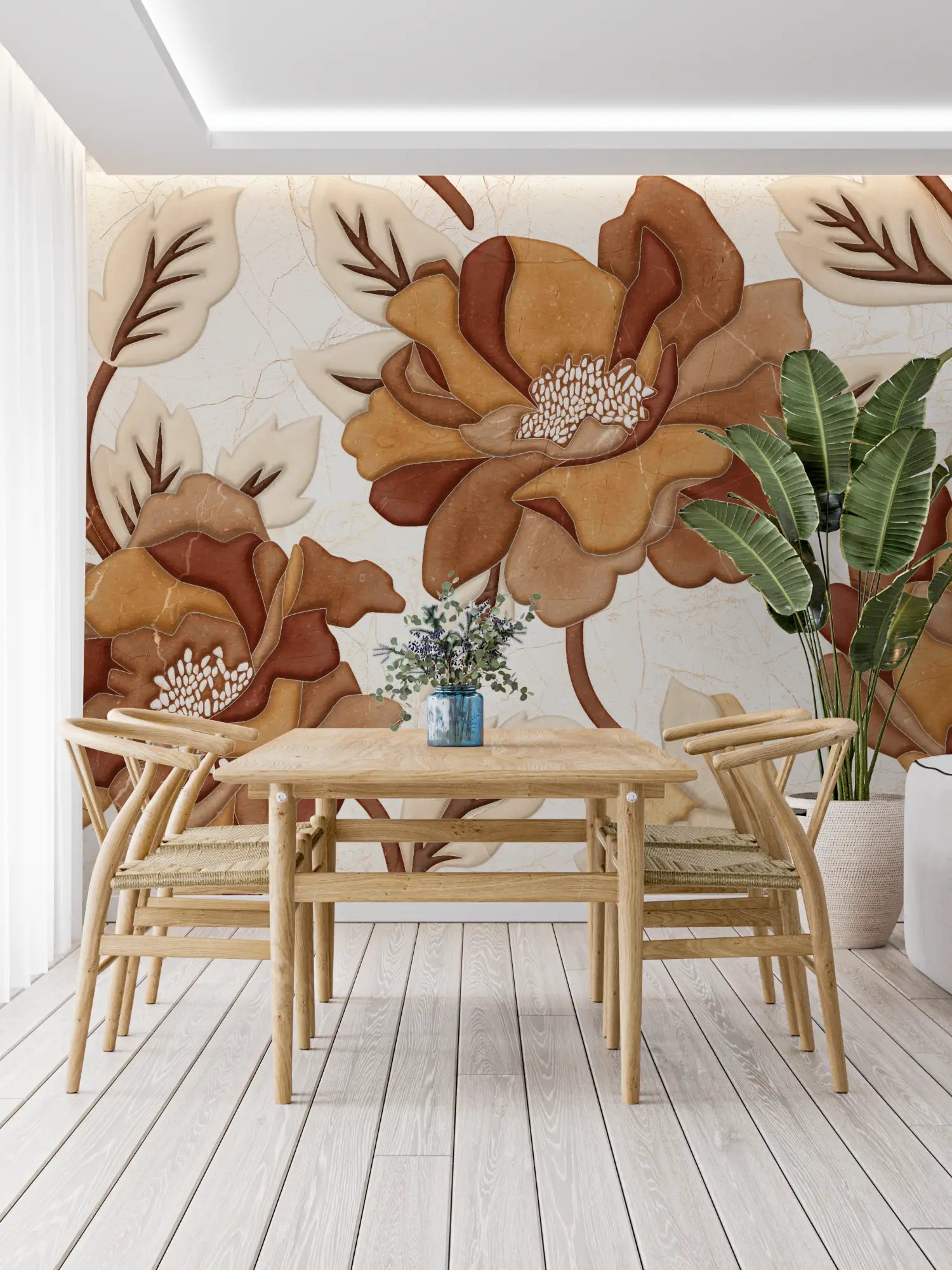Floral Wallpaper - Relief Carved Flowers